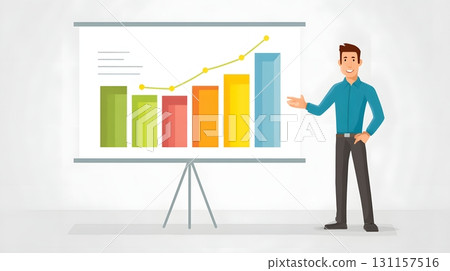 investor presenting clean infographics of growth projection 131157516