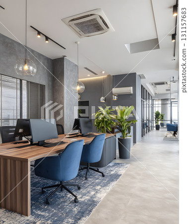 Office with minimalist modern furniture business vibe Office with minimalist modern furniture business vibe 131157683
