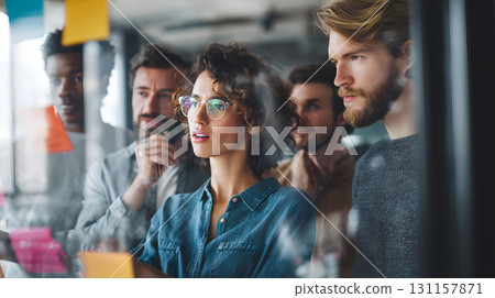 entrepreneurs analyzing growth plan bright open hub 131157871