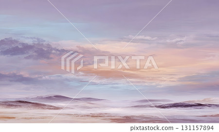 Peaceful abstract landscape in soft pastel colors with copy space for awareness message 131157894