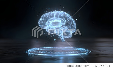 Futuristic digital hologram of brain showing balance and harmony 131158003