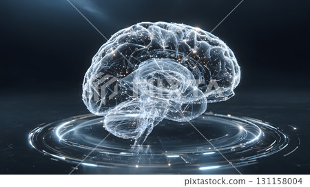 Futuristic digital hologram of brain showing balance and harmony 131158004