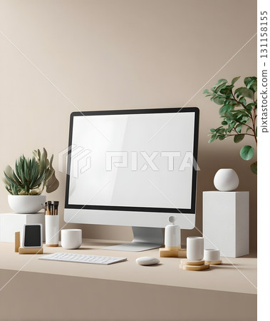 Clean minimal ecommerce website mockup design with empty space for products 131158155