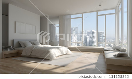 Urban modern house empty bedroom interior daylight minimal details Urban modern house empty bedroom interior daylight minimal details 131158223