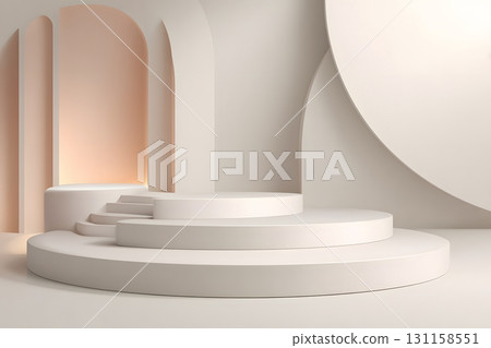 minimal background with soft 3D podium and neutral tones minimal background with soft 3D podium and neutral tones 131158551