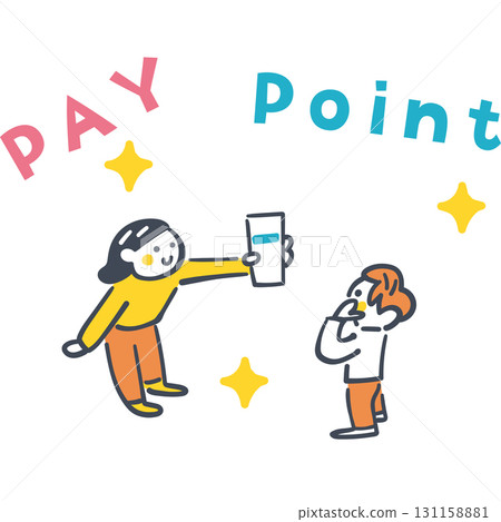 Children learning about cashless payment and point redemption - Illustration of smartphone and electronic money Children learning about cashless payment and point redemption - Illustration of smartphone and electronic money 131158881