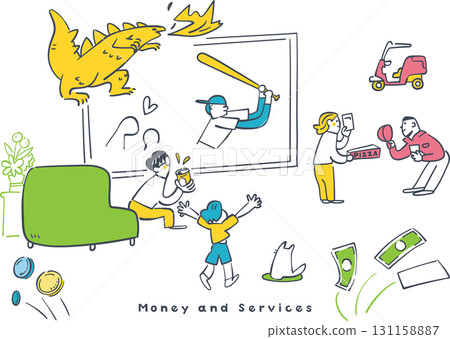 Financial education illustrations for learning about subscriptions and service usage - Stock image for elementary school students Financial education illustrations for learning about subscriptions and service usage - Stock image for elementary school students 131158887