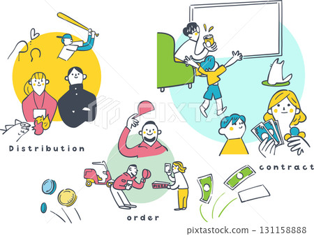 Financial education illustrations for learning about streaming services and the flow of money: Contracts and consumer activities Financial education illustrations for learning about streaming services and the flow of money: Contracts and consumer activities 131158888