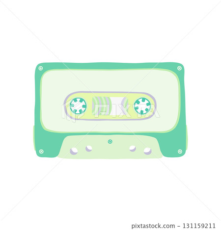 Cassette tape green color palette and cartoon cute flat design 131159211