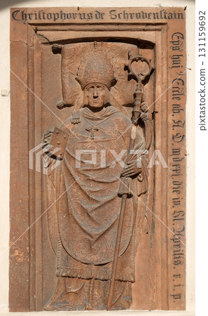 A memorial tablet on the portal of the Cathedral of Santa Maria Assunta and San Cassiano in Bressanone, Italy 131159692