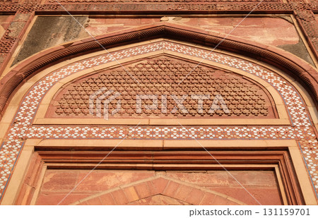Unique architectural details of Red Fort, Agra, UNESCO World heritage site, India Unique architectural details of Red Fort, Agra, UNESCO World heritage site, India 131159701