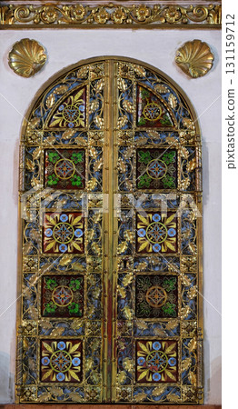 Tabernacle on the main altar in Basilica of the Sacred Heart of Jesus in Zagreb, Croatia 131159712