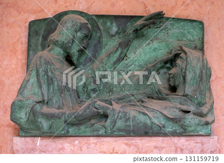 Mourning sculpture on a Mirogoj cemetery in Zagreb, Croatia Mourning sculpture on a Mirogoj cemetery in Zagreb, Croatia 131159719