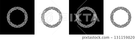Intricate celtic and viking style circular frames for design 131159820