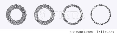 Ornate celtic and viking inspired circular frame designs 131159825