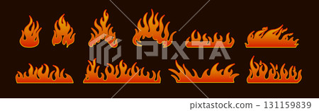 Fiery flames set on dark background for graphic design Fiery flames set on dark background for graphic design 131159839