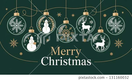 Illustration of a Christmas ornament featuring snowflakes and snowmen Illustration of a Christmas ornament featuring snowflakes and snowmen 131160032