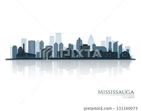Mississauga skyline silhouette with reflection. Mississauga skyline silhouette with reflection. 131160073