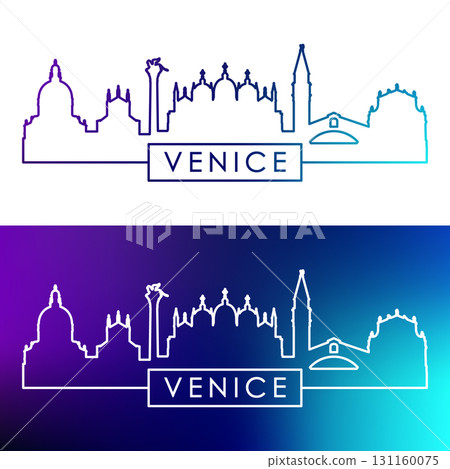 Venice skyline. Colorful linear style 131160075