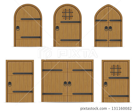 old vintage obsolete door made of wooden cartoon stock vector illustration 131160082