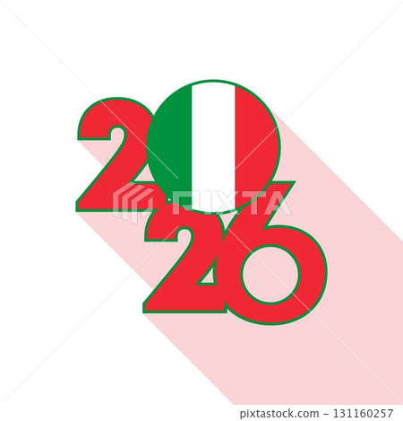 2026 Long Shadow Banner with Italy Flag Inside. 2026 Long Shadow Banner with Italy Flag Inside. 131160257