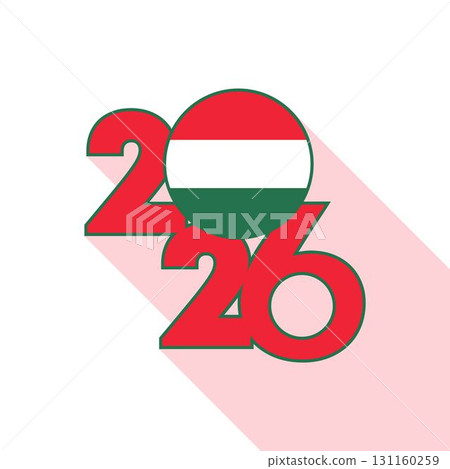 2026 Long Shadow Banner with Hungary Flag Inside. 131160259
