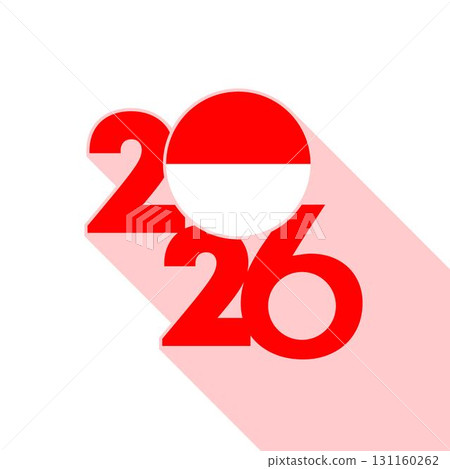 2026 Long Shadow Banner with Indonesia Flag Inside. 2026 Long Shadow Banner with Indonesia Flag Inside. 131160262