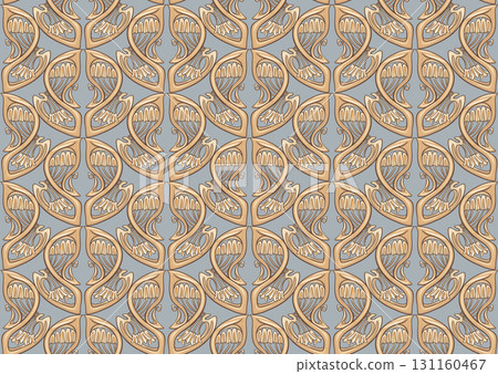 Decorative flowers and leaves in art nouveau style 131160467