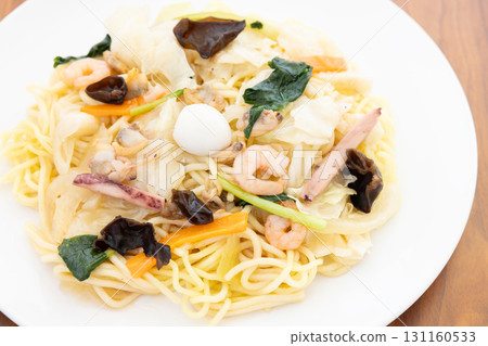 Delicious thick and salty seafood fried noodles Delicious thick and salty seafood fried noodles 131160533