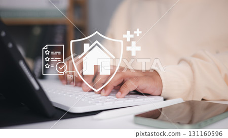 Home Insurance and Property Protection with Security Shield and Checklist Home Insurance and Property Protection with Security Shield and Checklist 131160596