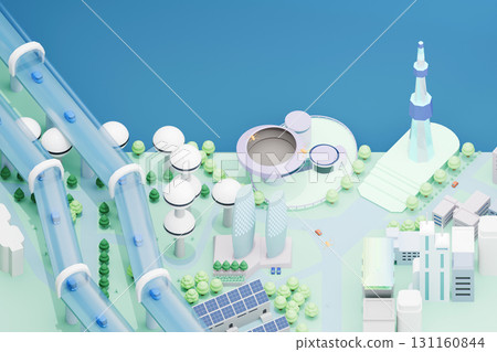 A futuristic city with elevated roads (Pattern 2) 131160844