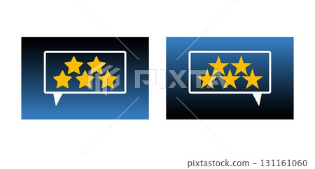 Five star shape displayed chat bubble. Rating satisfaction concept. User comment, Feedback, Review, rate us concept. 131161060