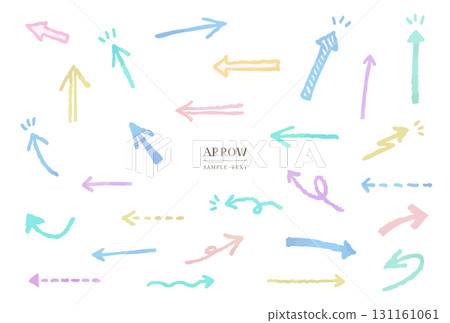 Watercolor style hand-drawn arrow illustration material set 131161061
