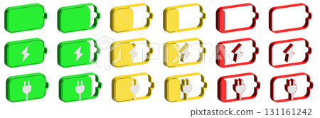 3D Battery, Charging, Outlet Simple Icon Illustration Color 131161242