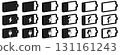 3D battery charging outlet simple icon illustration monochrome square 131161243