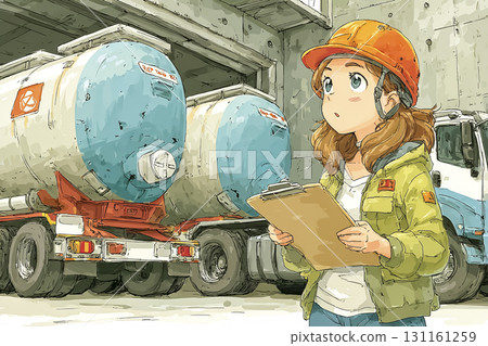 Miyu Series: Miyu supervises the loading of a tanker truck at an oil refinery Miyu Series: Miyu supervises the loading of a tanker truck at an oil refinery 131161259