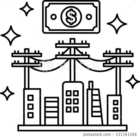 A city skyline with a dollar bill on top A city skyline with a dollar bill on top 131161308