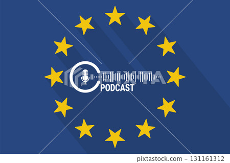 European Union Podcast Design with Long Shadow on Flag Background. European Union Podcast Design with Long Shadow on Flag Background. 131161312