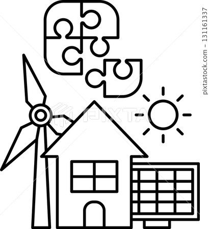 A windmill is next to a house and a puzzle A windmill is next to a house and a puzzle 131161337