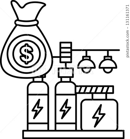 A black and white drawing of a bag with a dollar sign on it A black and white drawing of a bag with a dollar sign on it 131161371