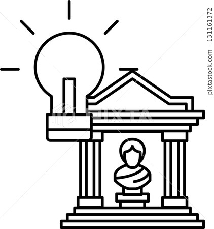 A building with a statue of a man in front of it 131161372