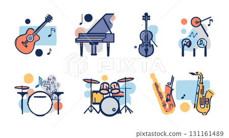 使用樂器插圖設計材料 使用樂器插圖設計材料 131161489