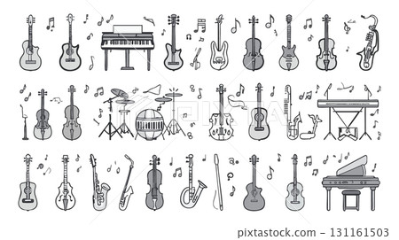 使用樂器插圖的背景資料 131161503