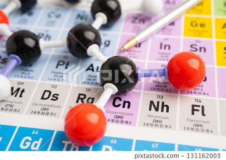 Molecules chemical on a periodic table background. Molecules chemical on a periodic table background. 131162003