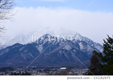 Shinshu scenery - Mount Renge in the Northern Alps shrouded in clouds 131162075