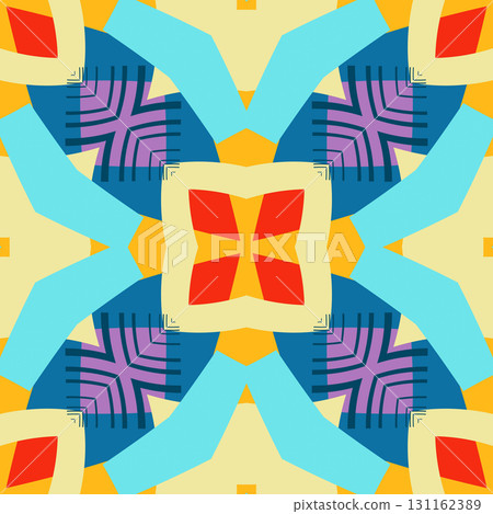 Simple trendy symmetrical geometric pattern. Great for fashion design and house interior design. Template for textile, ceramic tiles, tapestry, carpet, blanket, bedspread, fabric, wallpapers. Simple trendy symmetrical geometric pattern. Great for fashion design and house interior design. Template for textile, ceramic tiles, tapestry, carpet, blanket, bedspread, fabric, wallpapers. 131162389