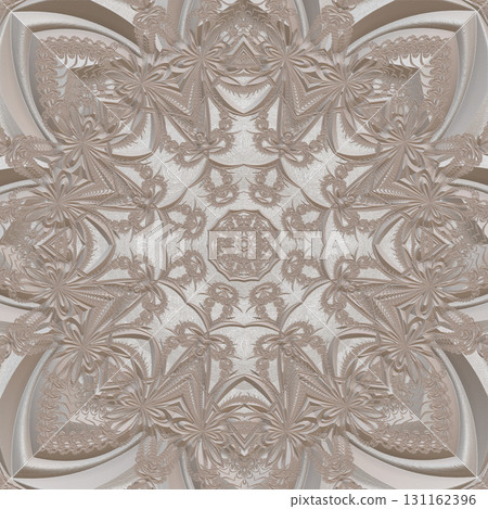 Fractal pattern in the style of stucco bas-relief on a gray stone wall 131162396