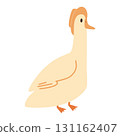 llustration of a goose wearing a straw hat. 131162407