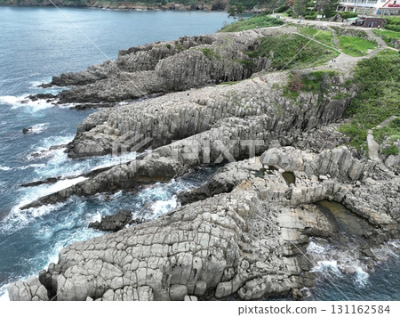 Drone aerial shot of the spectacular view from Tojinbo in Fukui Prefecture Drone aerial shot of the spectacular view from Tojinbo in Fukui Prefecture 131162584