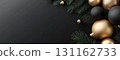Elegant Christmas ornaments with black and gold accents 131162733